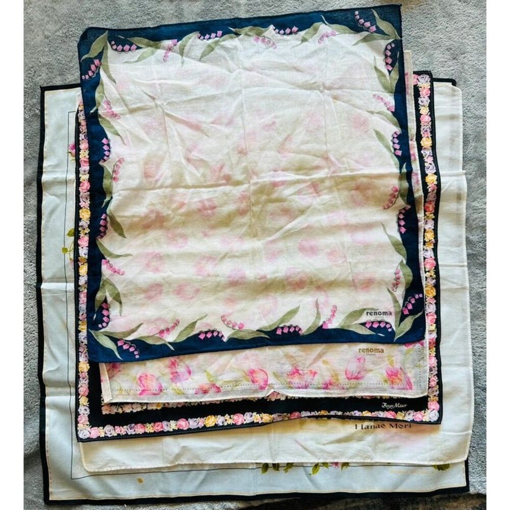 Pierre Balmain Bundle Cotton Handkerchiefs Renoma Bryn Mawr Hanae Mori